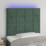 VidaXL Tăblie de pat cu LED, verde &icirc;nchis, 100x5x118/128 cm, catifea