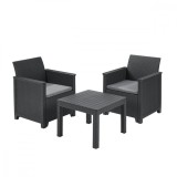 Cumpara ieftin Set de mobilier de grădină din ratan Emma Balcony cu masă Chicago &icirc;n culoarea grafit