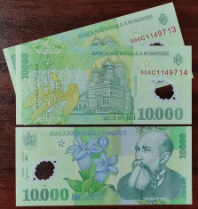 SV * Romania BNR * Lot 2 x 10000 LEI 2000 * semnate E. Ghizari * Serii consecutive / Pret per Lot UNC foto