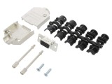 Conector D-Sub HD 15 pini mamă, drept, lipire, set complet