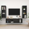 Set dulap TV, 3 piese, gri extralucios, lemn prelucrat
