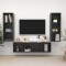 Set dulap TV, 3 piese, gri extralucios, lemn prelucrat