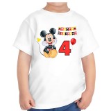 Tricou copii, aniversar, tematica Happy Birthday, Mickey Mouse, pentru baieti, 4 ani