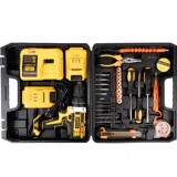 Trusa 30 accesorii+ bormasina cu percutie si 2 acumulatori