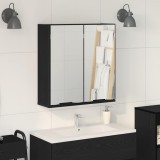 VidaXL Cabinet cu oglindă pentru baie - Stejar negru, 64x20x66.5 cm, Fabricat din lemn prelucrat
