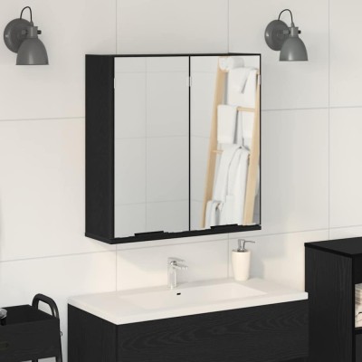 vidaXL Dulap cu oglindă pentru baie Stejar negru 64 x 20 x 67 cm 862096 foto