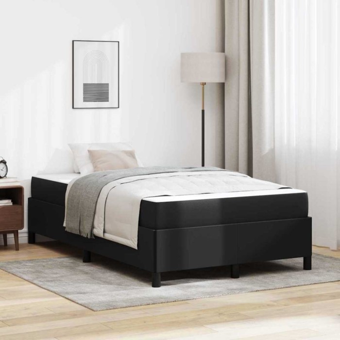 Cadru de pat cu saltea Negru 120 x 190 cm Piele artificială