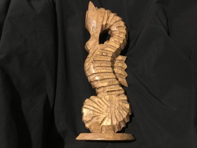 Vintage / Design - Statueta din lemn calut de mare realizat manual ! foto
