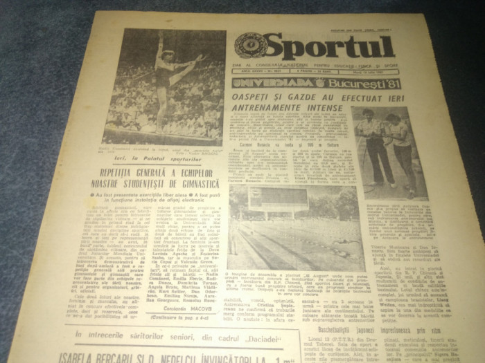 ZIARUL SPORTUL 14 IULIE 1981