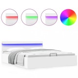 Cumpara ieftin Cadru pat hidraulic cu lada LED alb 180x200 cm piele ecologica