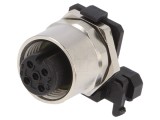 Conector M12 mamă 5 pini IP67, 60V, 4A, unghi 90&deg; - Amphenol CONEC