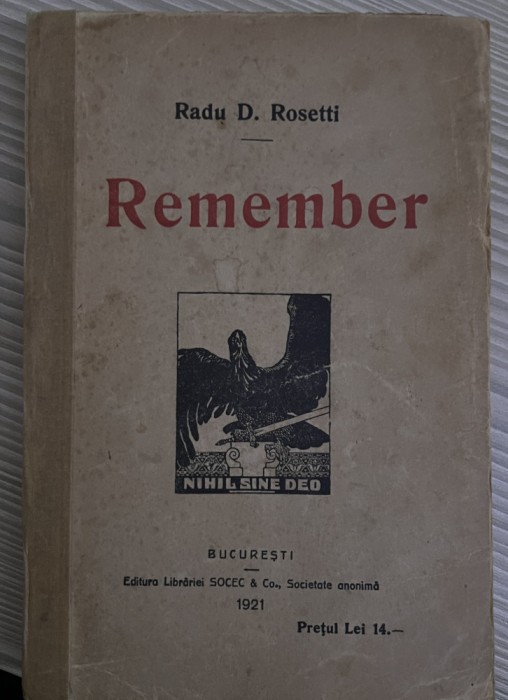 Radu R Rosetti Remember
