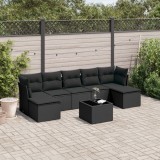 Gossi set mobilier de gradina cu perne, 8 piese, negru, poliratan