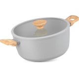 Oala ceramica cu capac de sticla, manere lemn, 5.9 L, 28 cm, MagicHome Harmony