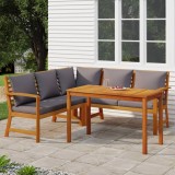 VidaXL Set mobilier de grădină cu perne, 4 piese, lemn masiv de acacia