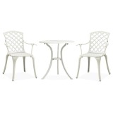 Cumpara ieftin Set mobilier bistro, 3 piese, alb, aluminiu turnat