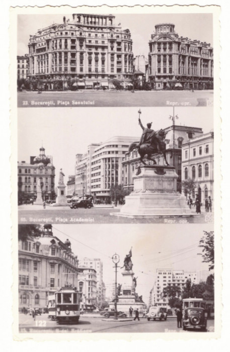 1012 - BUCURESTI, tramway, old cars, Romania - old postcard, real Photo - unused