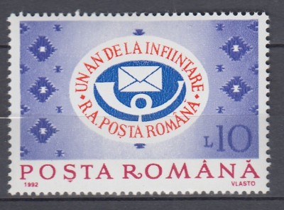 ROMANIA 1992 LP 1298 - 1 AN INFIINTAREA REGIEI AUTONOME POSTA ROMANA MNH foto
