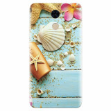 Husa silicon pentru Huawei Enjoy 7 Plus, Blue Wood Seashells Sea Star