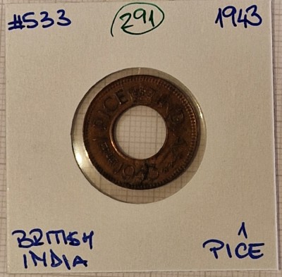 291 India Britanica, British India, 1 Pice 1943, KM#533, depunere material!! foto
