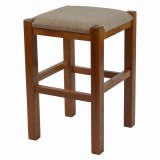 Taburet Chriss fix, patrat, stofa maro + lemn nuc, 30 x 30 x 45 cm