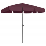 VidaXL Umbrelă de soare de plajă, roșu bordo, 200x125 cm