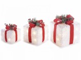 Cumpara ieftin Set 3 decoratiuni Craciun cu led 27x27x31.5 cm, 22x21.5x27 cm, 17x17x20 cm