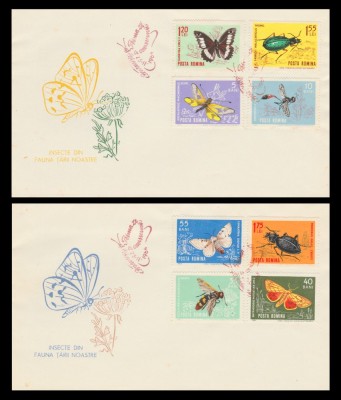 1964 Romania - 2 FDC Insecte din fauna tarii noastre, LP 580 foto