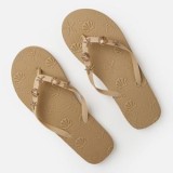Flip-flops de vară bej cu detalii metalice și scoici, CMCLASS