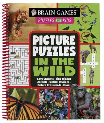 Brain Games Puzzles for Kids - Picture Puzzles in the Wild: Spot Changes, Find Hidden Animals, Optical Illusions, Picture Crosswords, Mazes foto