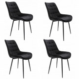 Set 4 scaune bucatarie/living, metalic, catifea, negru, 53x63x83 cm, Misty
