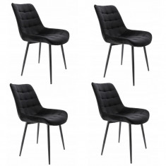 Set 4 scaune bucatarie/living, metalic, catifea, negru, 53x63x83 cm, Misty foto