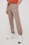 Adidas Originals pantaloni de trening din bumbac barbati, culoarea bej, neted