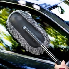 Mop auto, cu maner telescopic, cu laveta deasa din microfibra, foarte absorbanta, dimensiuni 70 x 10 cm, gri