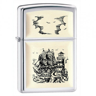 Bricheta Zippo 359 Scrimshaw Ship foto