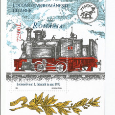 Romania, LP 1593/2002, Locomotive romanesti cu abur, colita dantelata, MNH