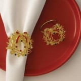 Inel Metalic Aurie pentru Servet de Masă cu Strase de Crăciun, CMCLASS