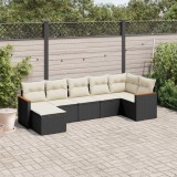 Cumpara ieftin Gossi set canapele de gradina cu perne, 7 piese, negru, poliratan