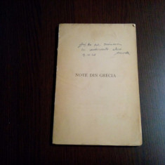 NOTE DIN GRECIA - Al. Rosetti (dedicatie-autograf) - 1946, 69 p. cu 6 pl. intext