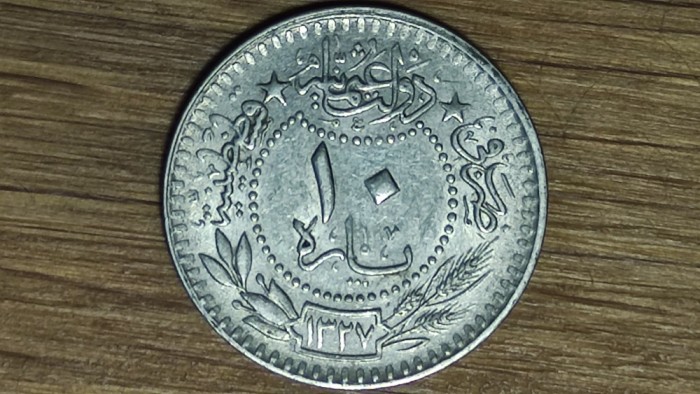R08 Imperiul Otoman - moneda de colectie - 10 para 1915 - Mehmed V - impecabila !