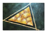 Tablou abstract pictat manual, Triunghi 2, 90x60cm ulei pe panza in relief efect 3D, gata de agatat pe perete