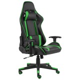 Scaun Gaming Pivotant vidaXL, Verde/Negru, Inaltime Ajustabila, Suport Lombar si Gat, Rotire 360&deg;, Max 110kg