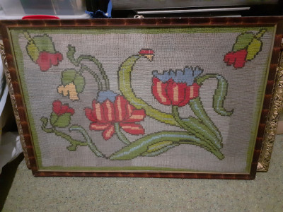 Tablou 100/40 cm cu tapiserie cu flori foto