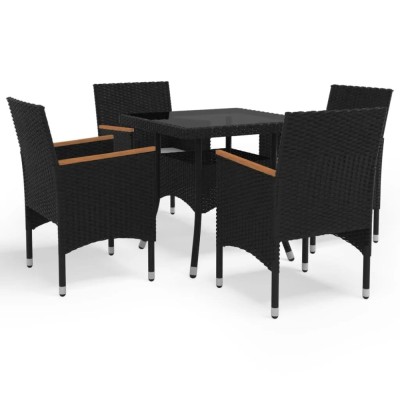 Gossi set mobilier gradina, 5 piese, negru, poliratan/sticla tratata foto