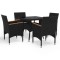 Gossi set mobilier gradina, 5 piese, negru, poliratan/sticla tratata