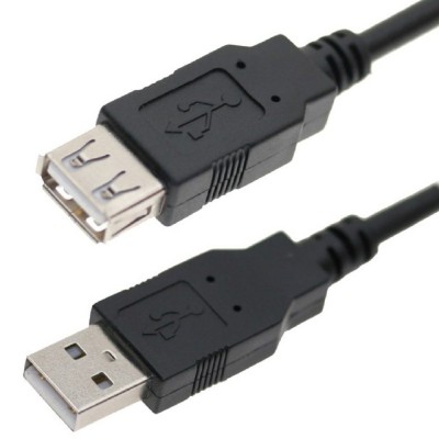 Cablu USB 2.0 USB A soclu - USB A mufa nichelat 5m negru VCOM foto