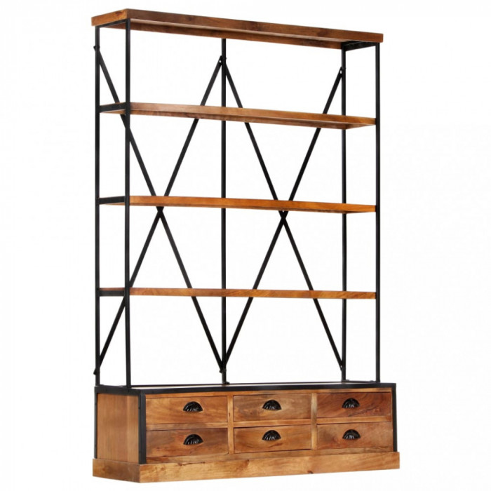 vidaXL Bibliotecă 4 rafturi 6 sertare 122x36x181 cm lemn masiv mango 284423