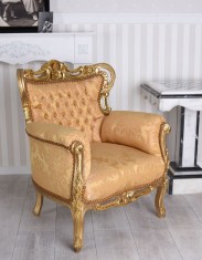 Fotoliu baroc auriu cu tapiterie auriu din matase CAT649I63