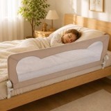 Protectie laterala pentru pat, Bej, 150x57cm, Pliabila, CMCLASS