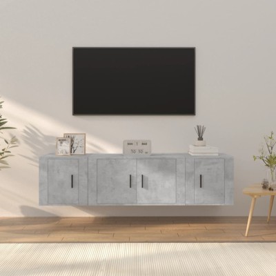 vidaXL Set dulapuri TV, 3 piese, gri beton, lemn prelucrat 3188402 foto